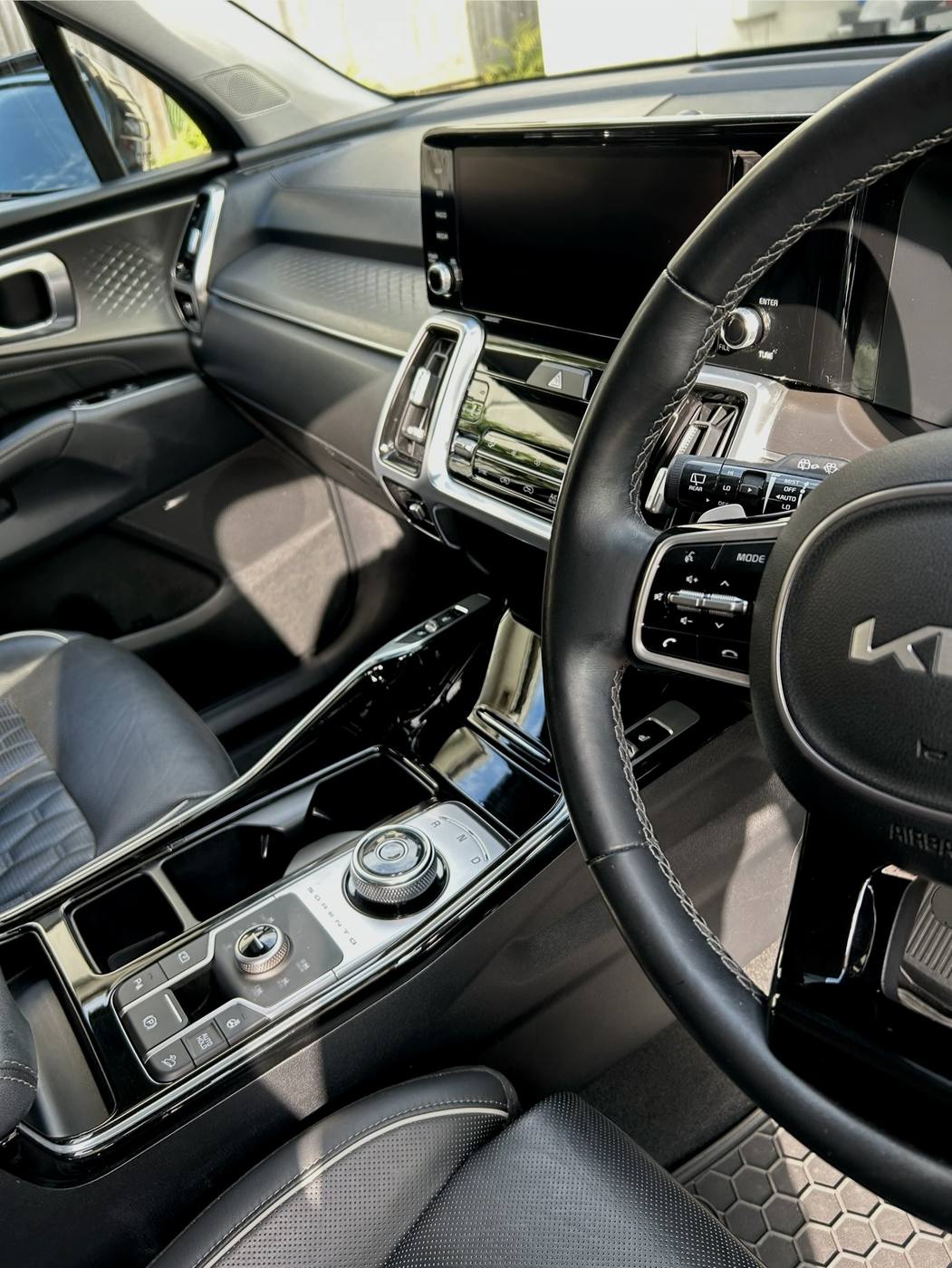 Kia Sorento dash and centre console after a full interior detail